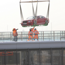 New Bentley Continental V8 Helicoptered into Munich