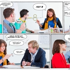 The comic shows actual Opel employees in still images 