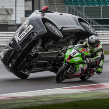 For this year, it completed a stunt where a superbike passed a Mito while the car was on two wheels