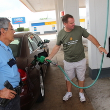 Texas Police certified the car being filled up and then sealed the gas tank