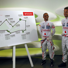 Lewis Hamilton and Jenson Button presenting the route