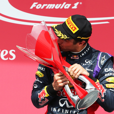 Ricciardo celebrates his maiden win in Formula 1