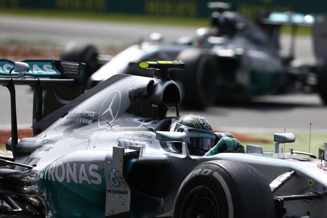 The two Mercedes competed once again against each other for the win