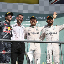 On the podium with Rosberg were Ricciardo and Hamilton