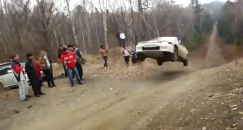 Rally Driver flies in his Honda Civic