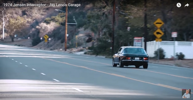 Jay Leno drives the British flaired Jensen Interceptor