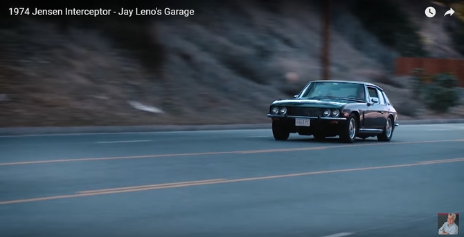 Jay Leno drives the British flaired Jensen Interceptor