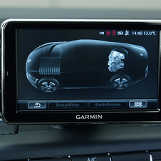 An infotainment screen will show power use