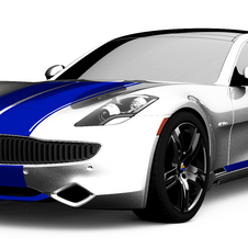 The blue and white car is inspired by the American racing colors