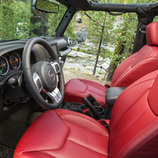 The interior is covered in red leather. 