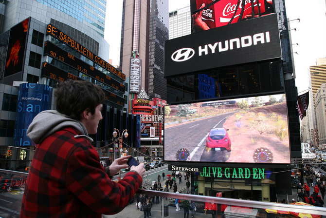 Race a Hyundai from your Iphone on a Billboard Above Times Square