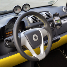 The dashboard is also yellow and black