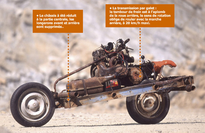 Stranded in the desert, man builds motorcycle from broken 2CV