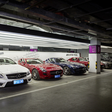 Cars are stored under the dealer for test drives or deliveries 