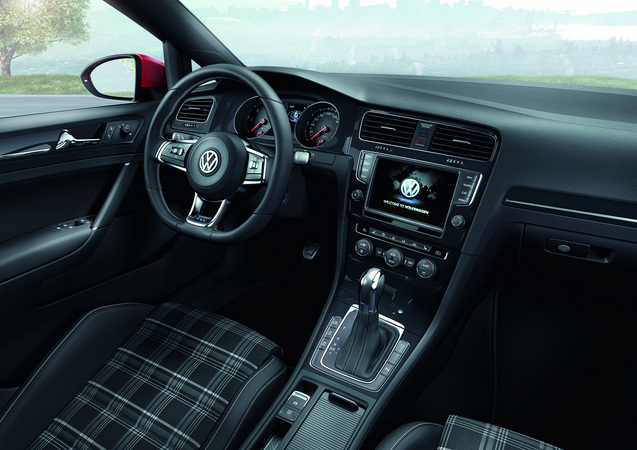 The interior is inspired by the GTI with tartan seats and a sport steering wheel