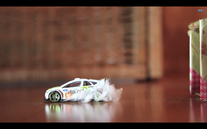 Like last year, the video is created in stop motion using toy cars